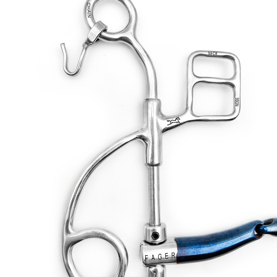 Hackamore Combo Con Cane Osso In Acciaio - Morso Western Hill Leather 5 Pezzi